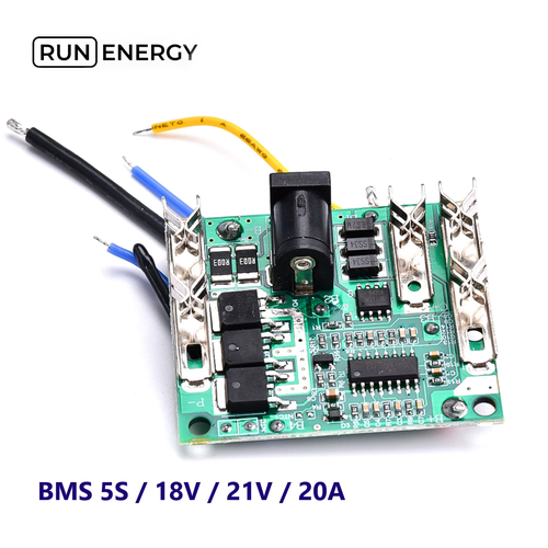 Плата защиты Run Energy для Li-ion 18650 аккумуляторов 5S18V21V20A 777₽