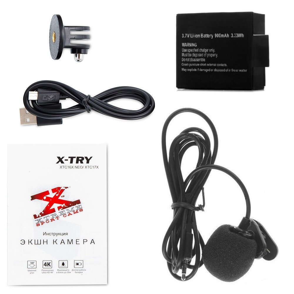 Экшн-камера X-TRY XTC 4K, WiFi, черный - фото №8