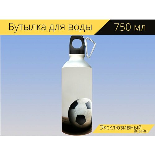 фото Бутылка фляга для воды "мяч, футбольный, футбол" 750 мл. с карабином и принтом lotsprints
