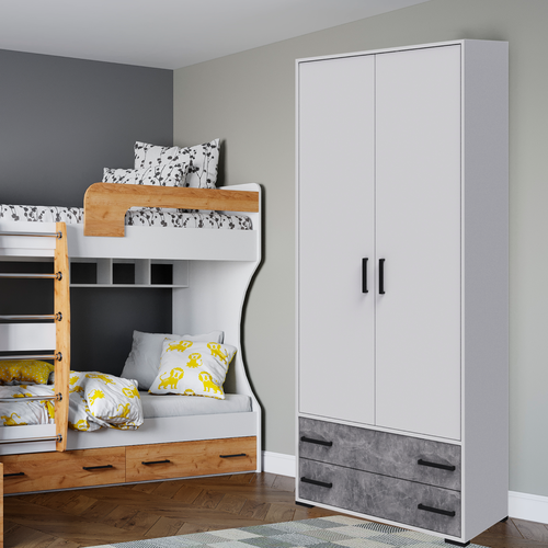 Шкаф для одежды Luchia белый/ателье светлый, HomeGrad