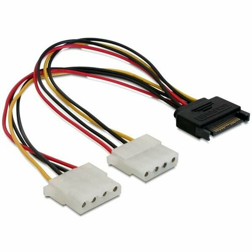 Переходник питания 15 pin SATA - Molex 4 pin - 2 выхода кабель akasa sata 4 pin molex 2 шт ak cbpw03 kt02