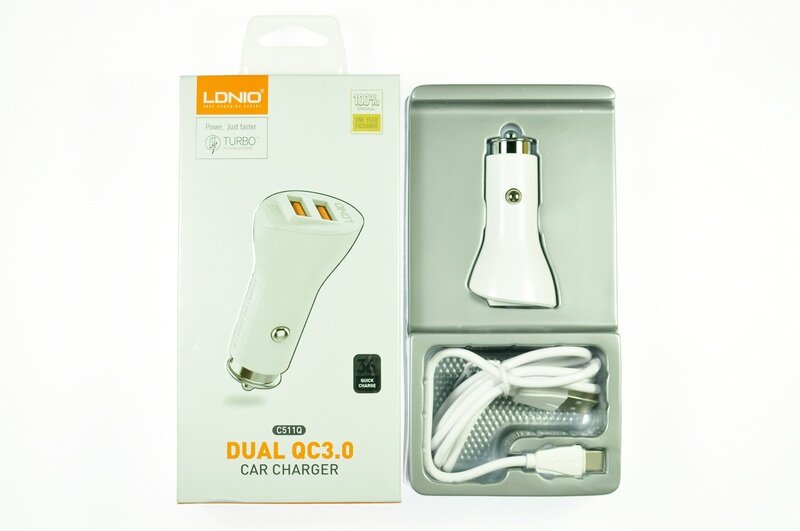 АЗУ LDNIO C511Q Quick Charge 3.0 2USB+кабель Type C 3000mAh 36W