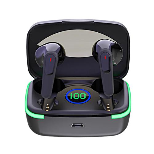 Беспроводные TWS наушники M80 Игровые наушники с микрофоном LED дисплей Bluetooth 53 Сенсорное управление Зарядный кейс Черный 1368₽