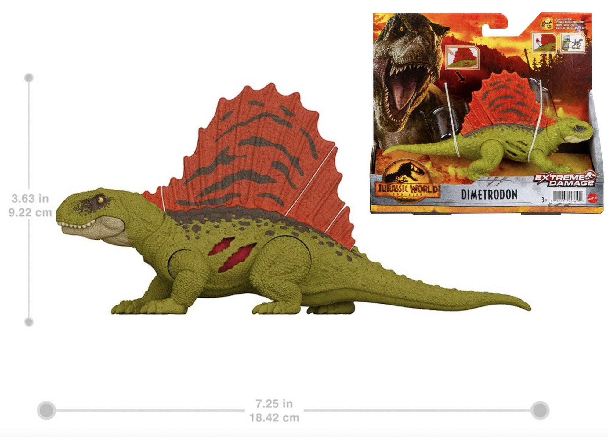 Фигурка динозавра диметродон серия "Раненные динозавры" Jurassic World DIMETRODON Dominion Series Extreme Damage GWN15 Mattel