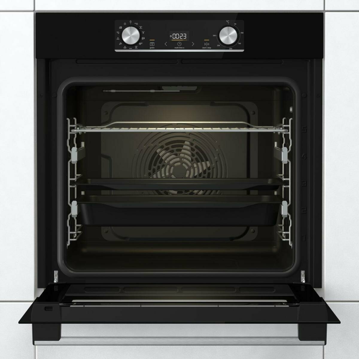 Духовой шкаф Gorenje BOSX6737E09BG, электрический, 77л, встраиваемый, чёрный/нержавеющая сталь — фото 1