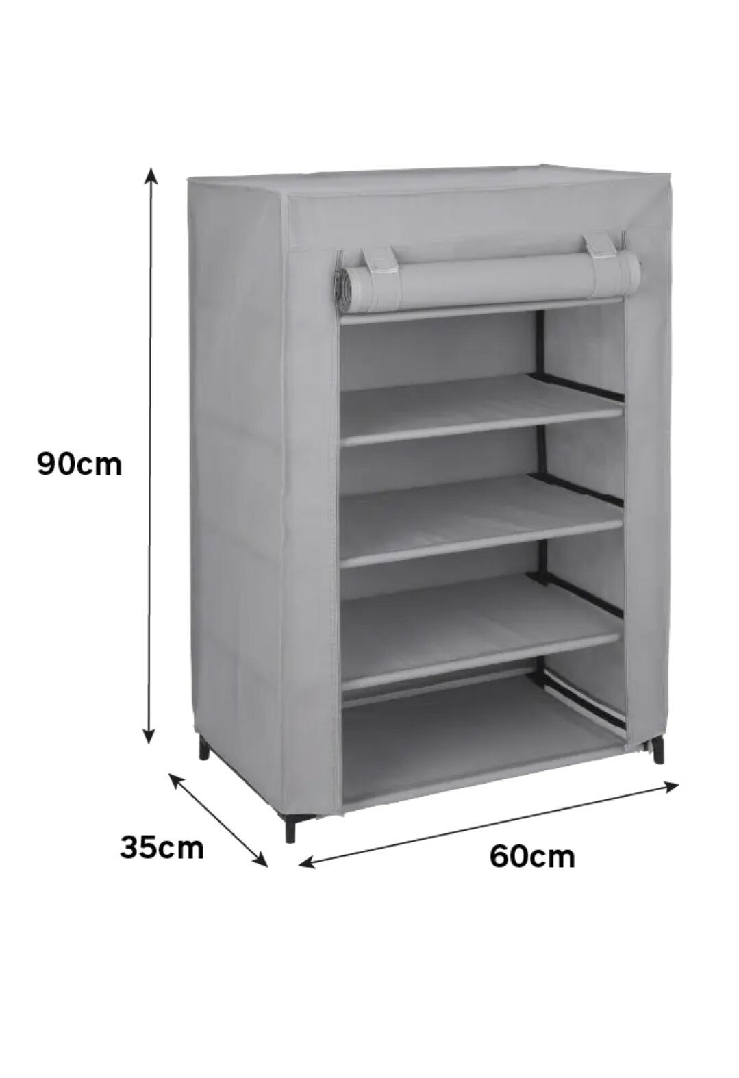 Стеллаж с чехлом для обуви 60x90x35 см металл/нетканый материал цвет гранит