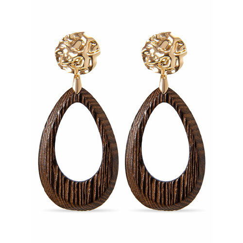 Серьги пусеты Omnia дерево размер 75 мм коричневый 1115₽