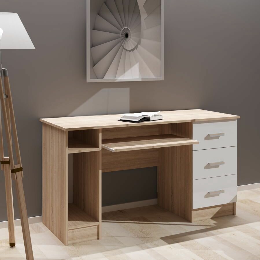 фото Компьютерный стол ПКС-4 Дуб сонома / Белый глянец