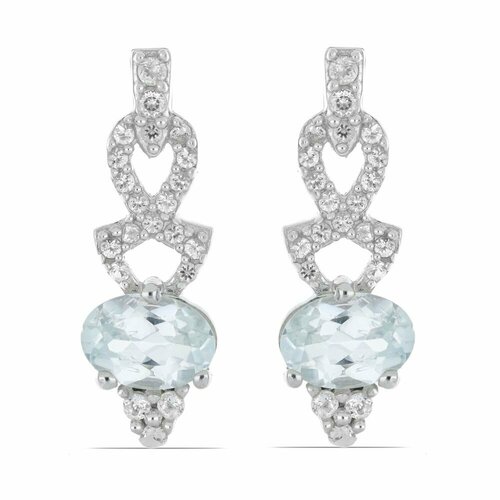 Серьги  Ювелирия, серебро, 925 проба, топаз, белый