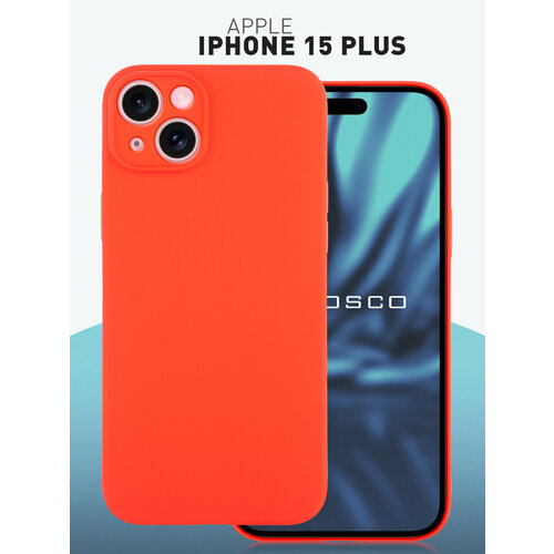 Чехол ROSCO для Apple iPhone 15 Plus (Эпл Айфон 15 Плюс) матовый чехол, бортик (защита) блока камер, силиконовый чехол, красный чехол книжка на apple iphone 15 plus эпл айфон 15 плюс с рисунком хаки черный