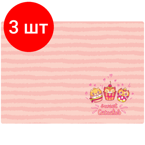 Комплект 3 шт, Клеенка для уроков труда ArtSpace Catcakes, 50*70см, ПВХ