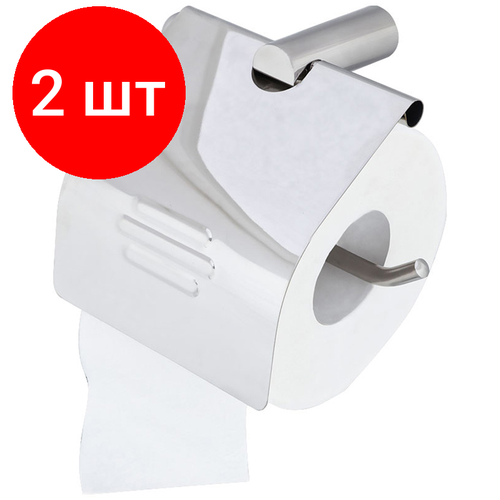Комплект 2 шт, Держатель для туалетной бумаги в рулонах OfficeClean Original, нержавеющая сталь, хром