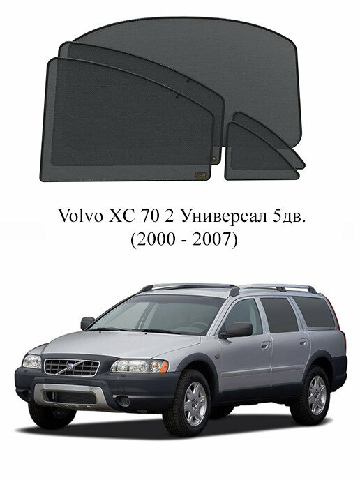 Каркасные автошторки на заднюю полусферу Volvo XC 70 2 Универсал 5дв. (2000 - 2007)