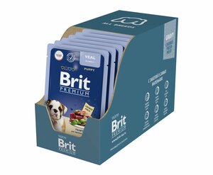 Brit Premium пауч для щенков всех пород (кусочки в соусе) Телятина, 85 г. упаковка 14 шт