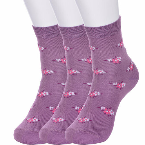 фото Носки conte 3 пары, размер 22, лиловый