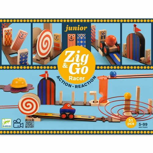 Деревянный конструктор DJECO серии ZIG&GO, 51 деталь