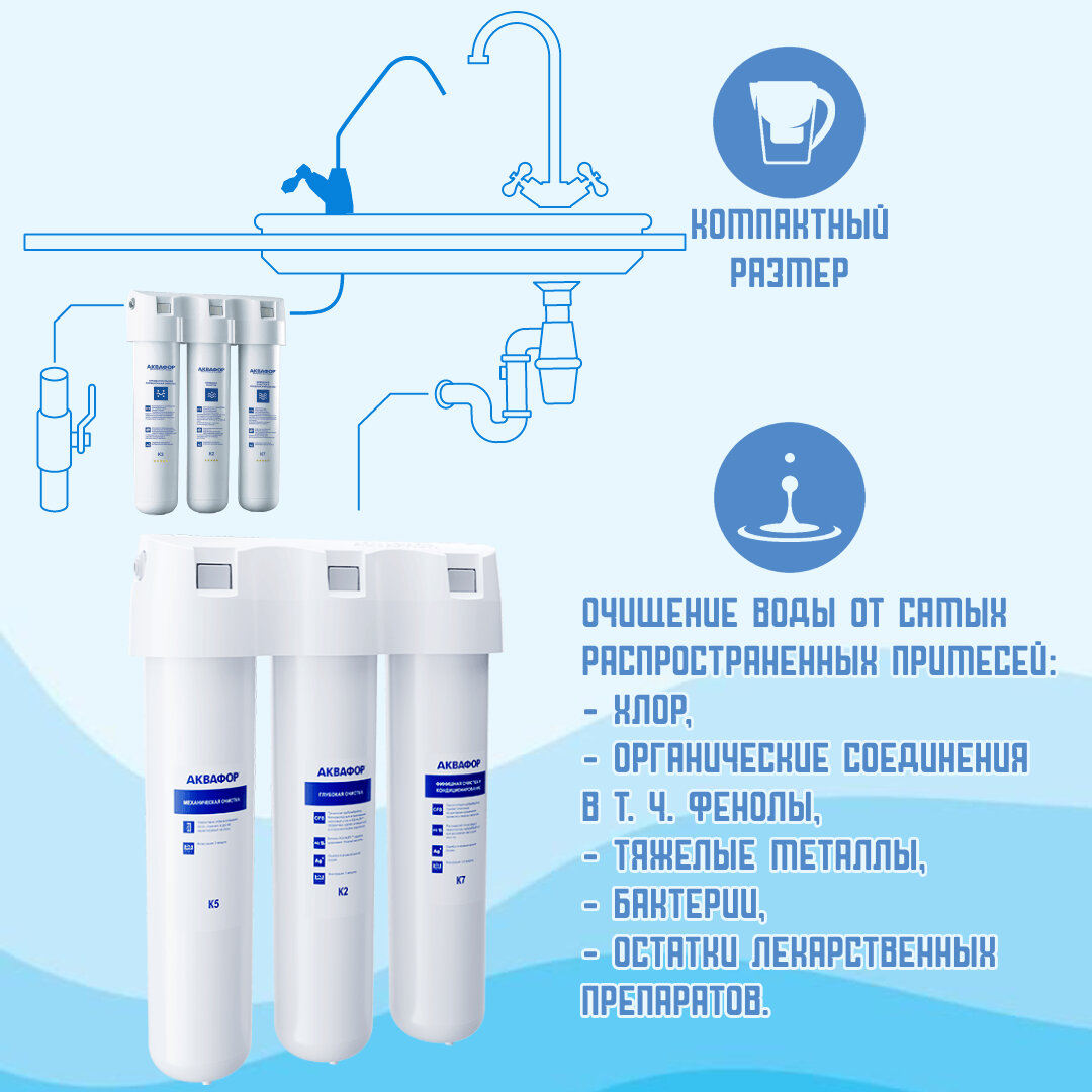 Фильтр для воды Аквафор Кристалл А, под мойку, с краном - фотография № 2