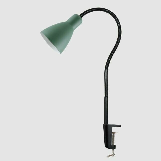 Настольный светильник на струбцине, зеленый, цоколь Е27, 60Вт
