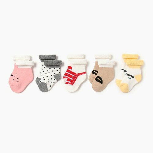 фото Носки minaku 5 пар, размер 11/14, мультиколор, бежевый