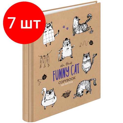 Комплект 7 шт, Тетрадь на кольцах А5, 120л, 7БЦ, ArtSpace Рисунки. Funny cats, глянцевая ламинация