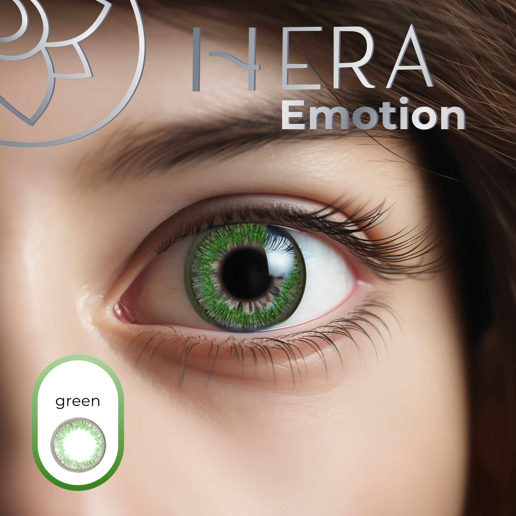 Цветные контактные линзы Hera Emotion 2 линзы R 8.6 SPH -3.00 green (зеленые), квартальные