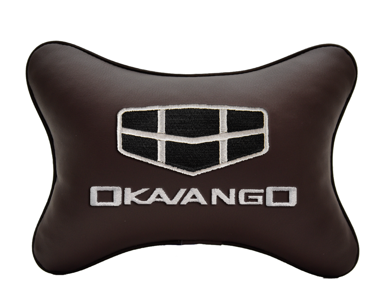 Подушка на подголовник экокожа Coffee с логотипом автомобиля GEELY Okavango