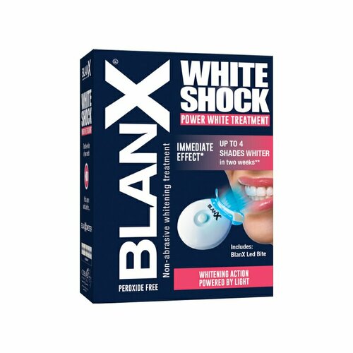 Отбеливающий уход + световой активатор 50 мл BLANX White Shock Treatment + Led Bite 50 мл blanx набор для отбеливания white shock power white treatment led bite 50 мл мята