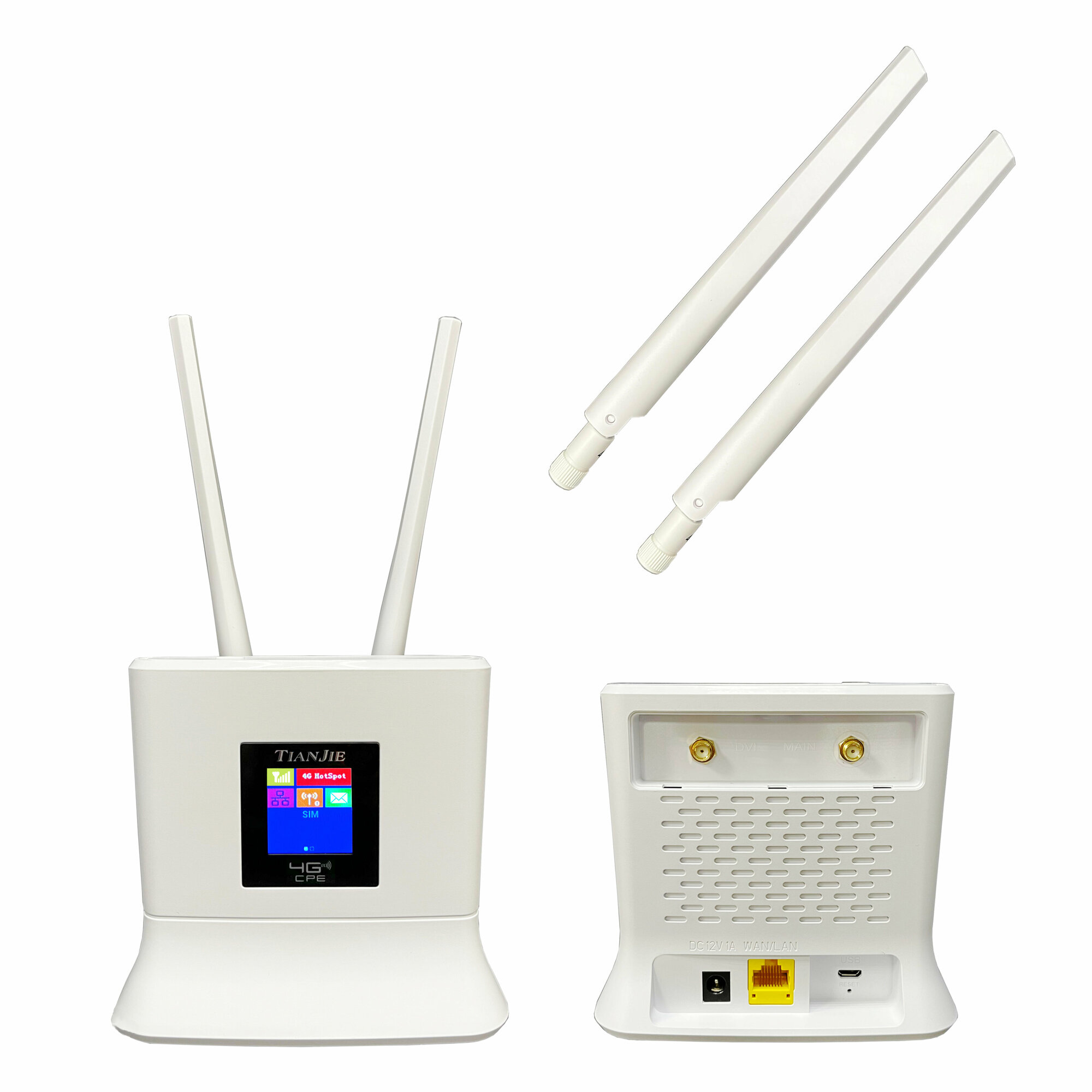 Wi-Fi роутер TianJie СPE 906-3 любой оператор и тариф смена IMEI дисплей LCD съёмные антенны sma male
