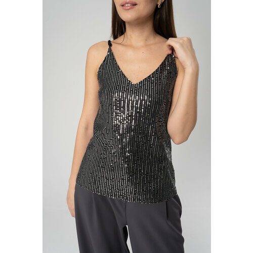 фото Майка oxy land майка пайетки с двух сторон, размер s, экрю