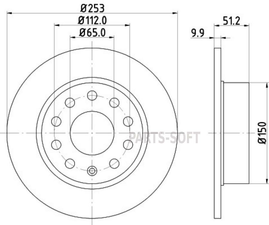 BEHR-HELLA 8DD355109-601 Тормозной диск с покрытием, задняя ось