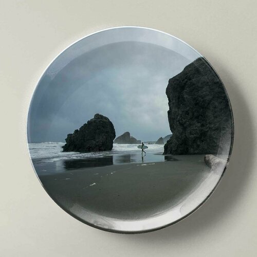 Декоративная тарелка с подвесом Диаметр: 200мм Скалы и море