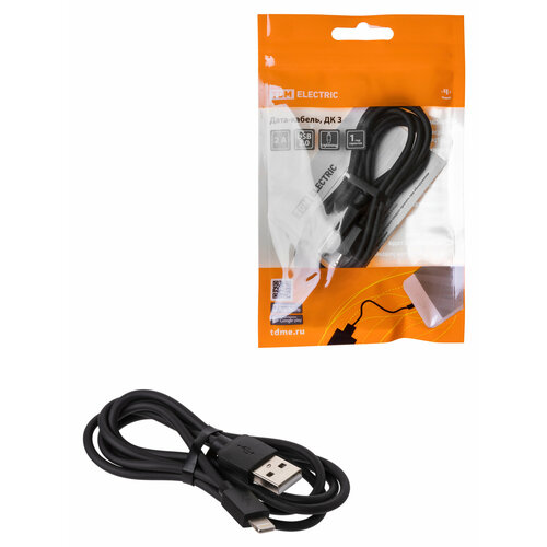 Дата-кабель, ДК 3, USB - Lightning, 1 м, TDM черный