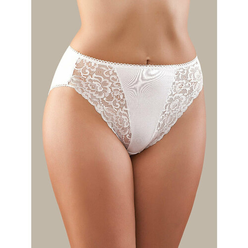 фото Трусы senso трусы женские с высокой посадкой из хлопка с эластичным кружевом до 56 размера., размер 48, белый