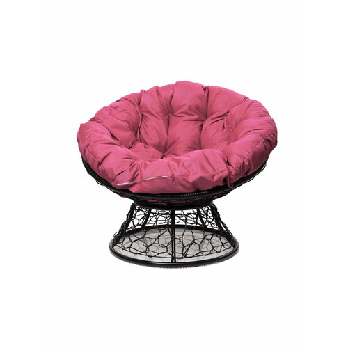 Кресло Папасан с ротангом черное / розовая подушка M-Group кресло папасан с ротангом серое розовая подушка m group