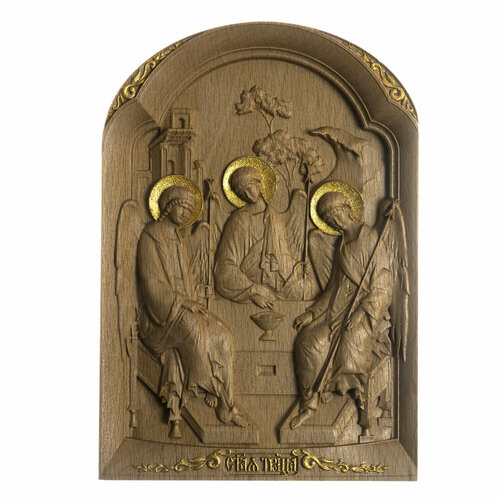 Икона резная Православная из дерева Святая Троица резная икона святая троица в раме