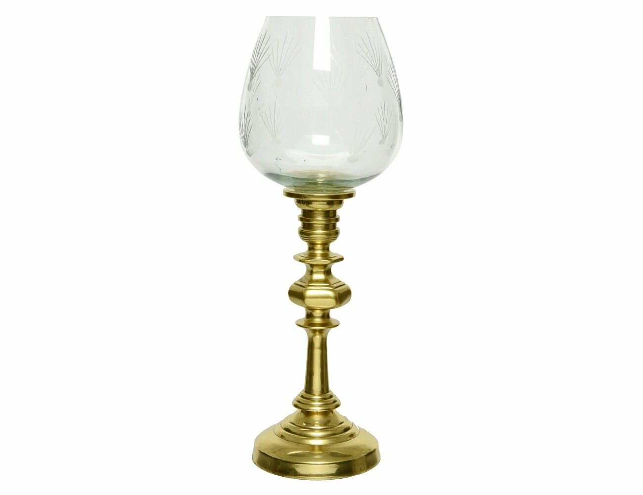 Подсвечник-бокал бёмен, стекло, металл, золотой, 34 см, Kaemingk 608428
