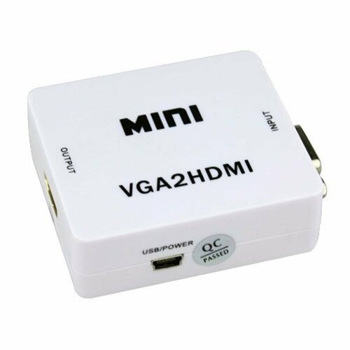 Переходник VGA HDMI адаптер конвертер для компьютера ПК ноутбука аналога цифровой 35 jack aux аудио современные ТВ экраны мониторы проекторы 499₽