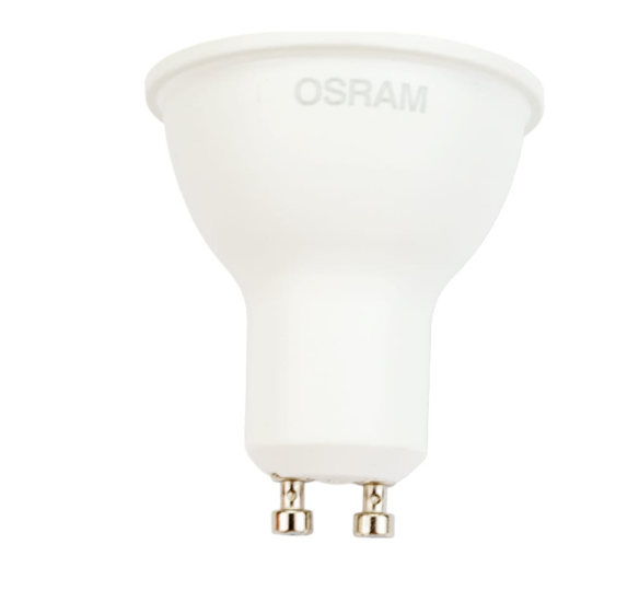 Светодиодная лампа Osram GU10 с цоколем 2х5, мощностью 6Вт, температурой 3000К