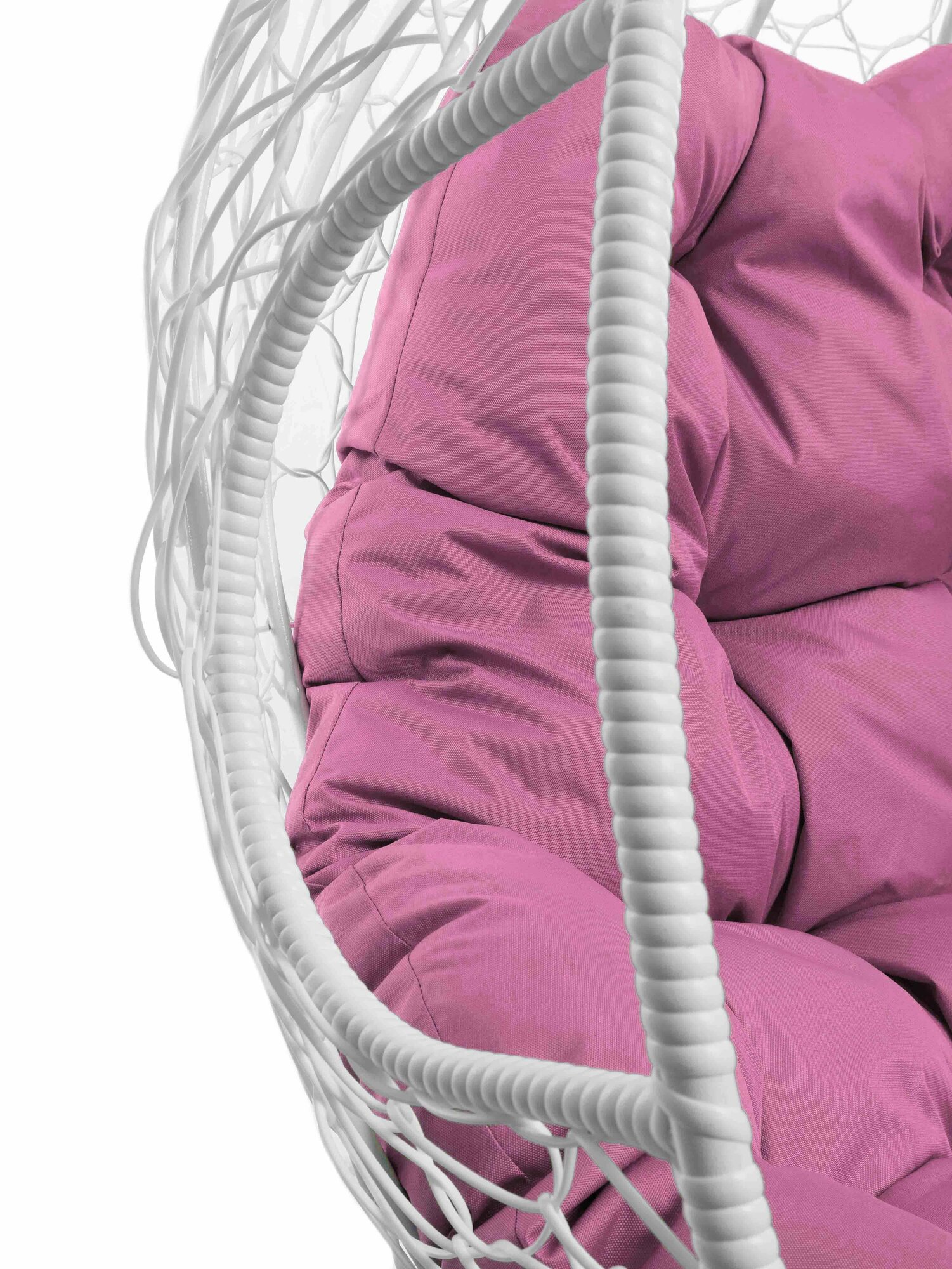 Подвесное кресло из ротанга "Для двоих" белое с розовой подушкой M-GROUP