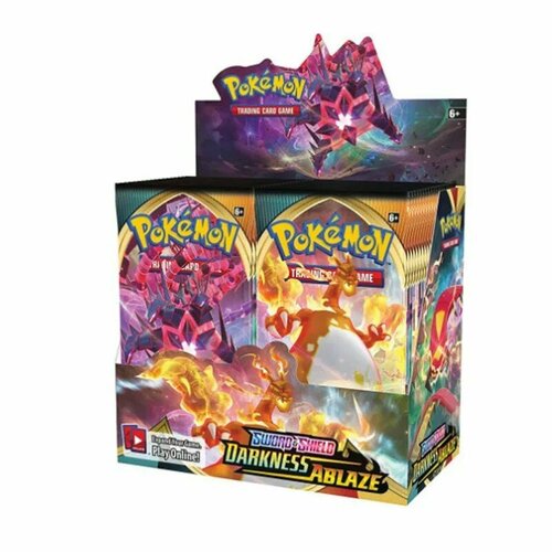 Покемон Game Cards, Включает 36 бустеров Pokémon TCG: Darkness Ablaze, каждый из которых содержит 9 карт