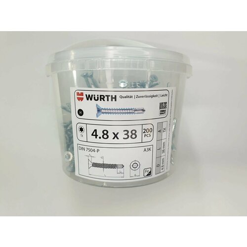 Саморез по металлу DIN 7504-P 4.8x38 (Torx) (200 pcs ) WURTH, Германия