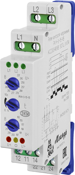 Реле контроля напряжения РКН-3-15-15 AC230В/AC400BУХЛ2 РКН-3-15-15 Меандр 4640016933952