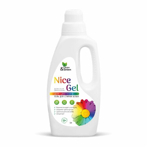 фото Гель для стирки "nice gel" для цветных тканей (концентрат) 1000 мл. (пэнд) clean&green cg8291