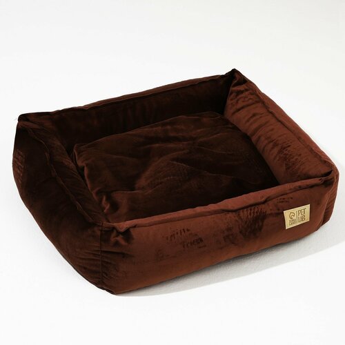 лежанка comfy fancy l темно коричневая 60х51х17 см Лежанка велюровая , темно-коричневая 45х40х15 см