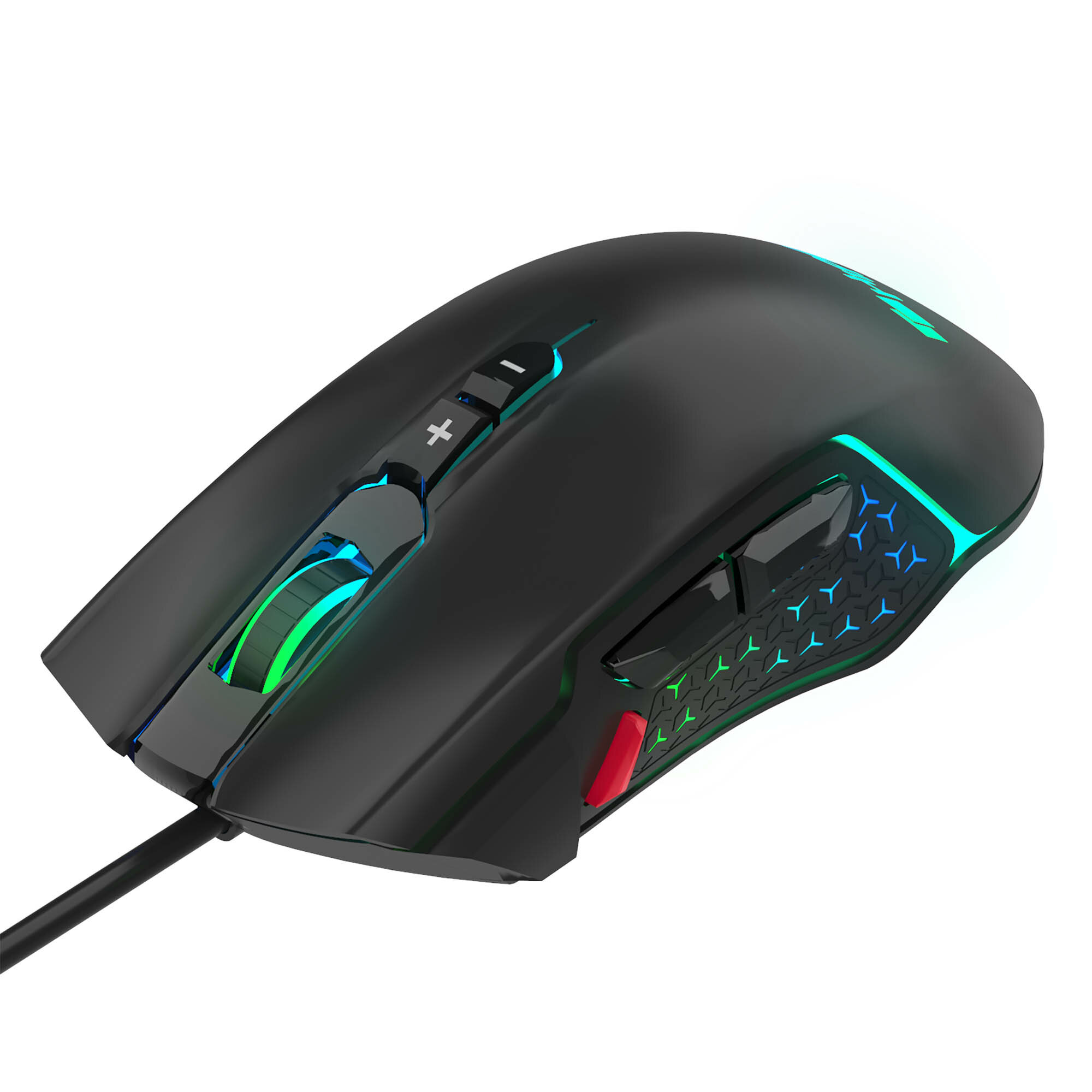 Игровая мышь HIPER DRAKKAR чёрная (USB, 8 кнопок, 10000 dpi, PMW3327, RGB подсветка, регулировка веса) — фото 1