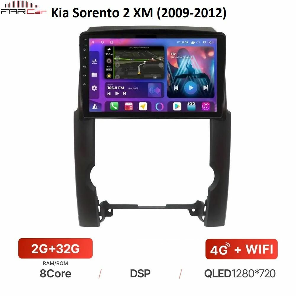 Штатная магнитола FarCar для Kia Sorento 2 XM (2009-2012) на Android 12