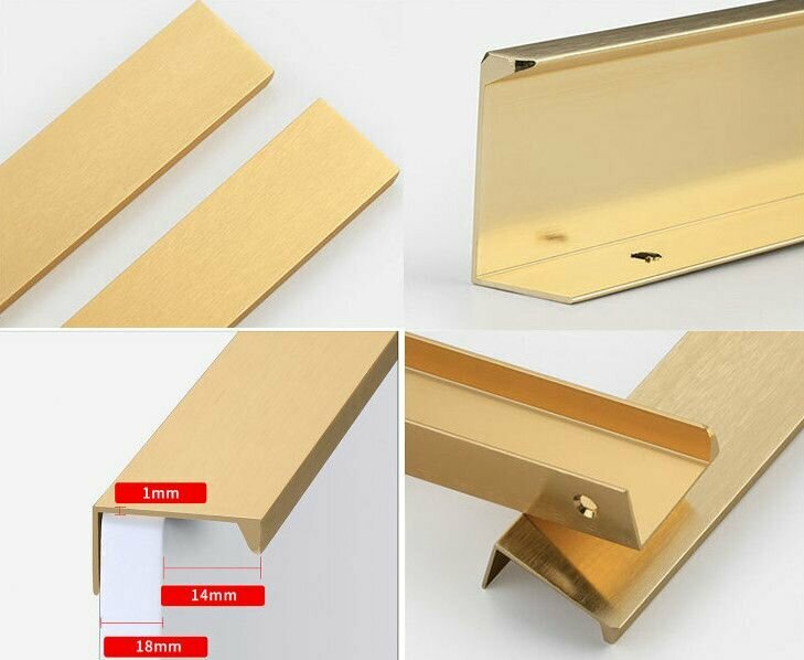 Комплект из 4 шт. Ручки для мебели торцевые золотые для шкафа кухни ящика 300 мм - 224 мм — фото 1