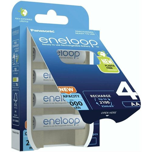 Аккумулятор Panasonic Eneloop BK-3MCDE/4BE 2000 mAh 4шт AA аккумулятор eneloop panasonic lr6 aa 1900 mah r2u уп 8 шт