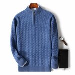 Мужской, кашемировый свитер с воротником стойкой с застежкой на молнии. - изображение