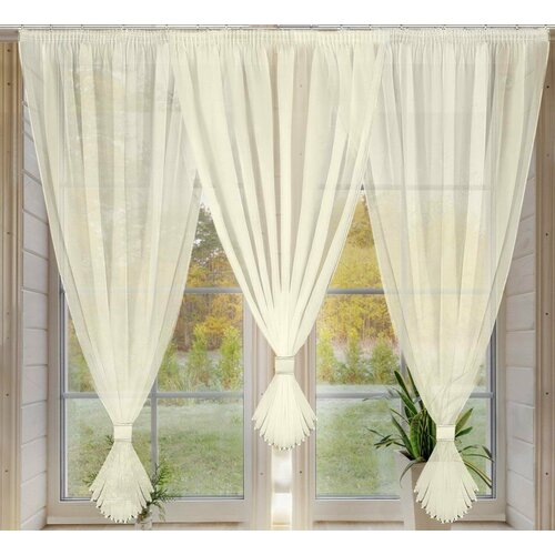 FIRANKA Классические шторы Josslin цвет: бежевый (300х180 см - 1 шт)